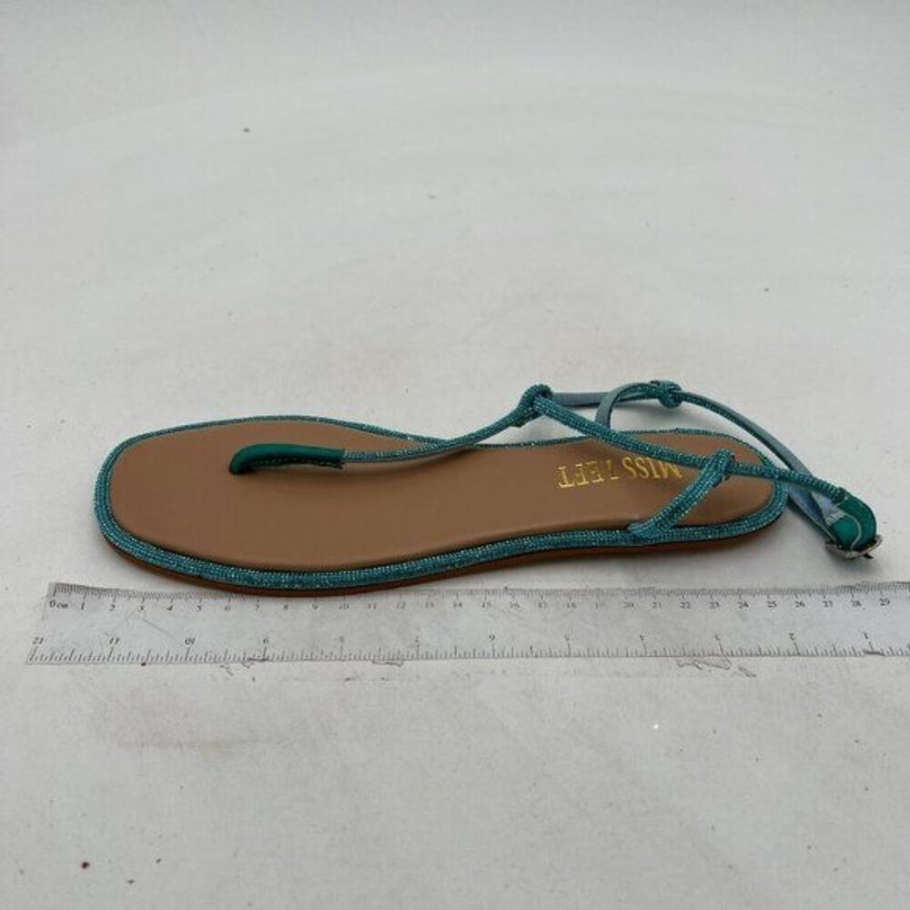 MISS LEFT Women Rhinestone T-Strap Thong Sandals Open Clip Toe Flip Flops